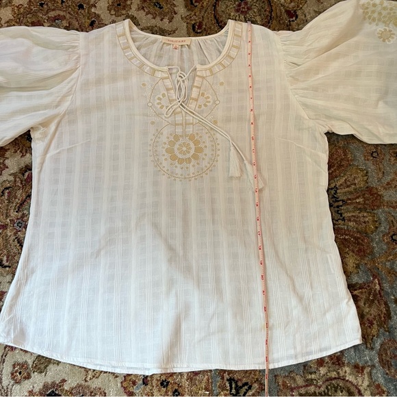 White Embroidered Peasant Blouse - Picture 8 of 9